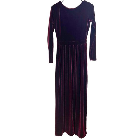 DESIR COUTURE Cranberry Red Velvet Gown Maxi Dress Holiday Party Size XS/S - Picture 1 of 5